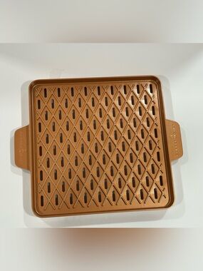 Copper Chef 12x12 BBQ Grill Topper Tray Nonstick Copper Grilling Pan Reusable
